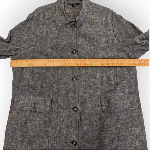 Zac & Rachel linen blend Gray Blue Midi Dress Textured Fabric Standard Collar 1X - Picture 2 of 5